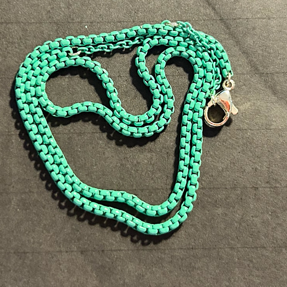 Designer inspired Green Enamel Necklace- adjustable 16-18 in